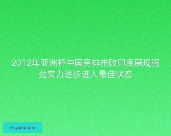 2012年亚洲杯中国男排击败印度展现强劲实力逐步进入最佳状态